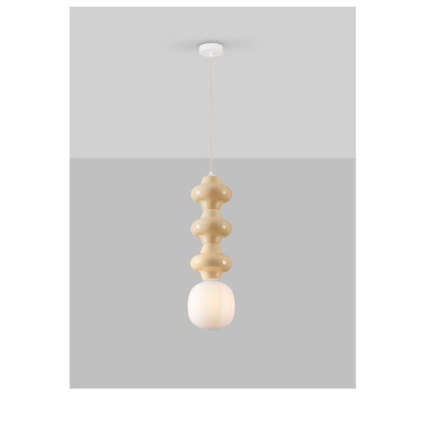Lustră albă/crem din ceramică cu abajur din sticlă ø 18 cm Clio – Nova Luce-image-4