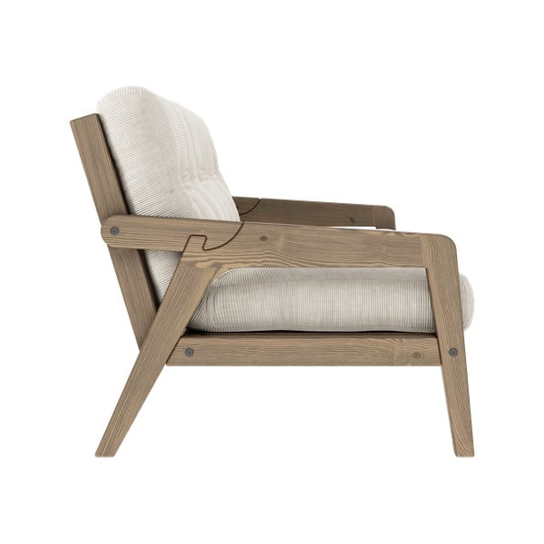 Canapea bej extensibilă cu tapițerie din catifea reiată 204 cm Grab - Karup Design-image-4