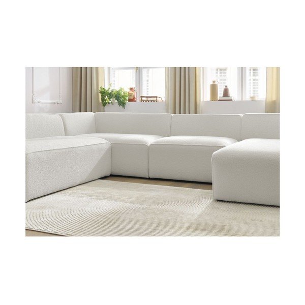 Colțar modular alb cu tapițerie din țesătură bouclé (cu colț pe partea stângă/în formă de "U") Megeve – Bobochic Paris-image-4