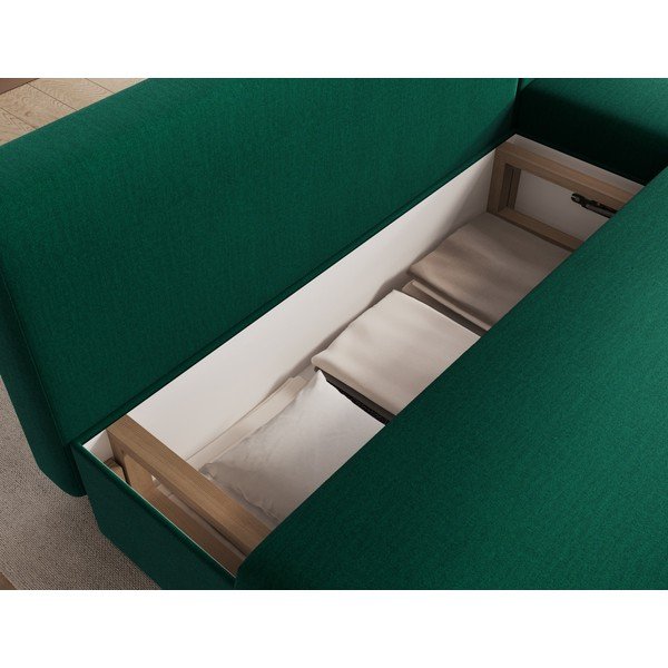 Colțar verde extensibil/cu spațiu de depozitare cu tapițerie din catifea Gino – ELTAP-image-4