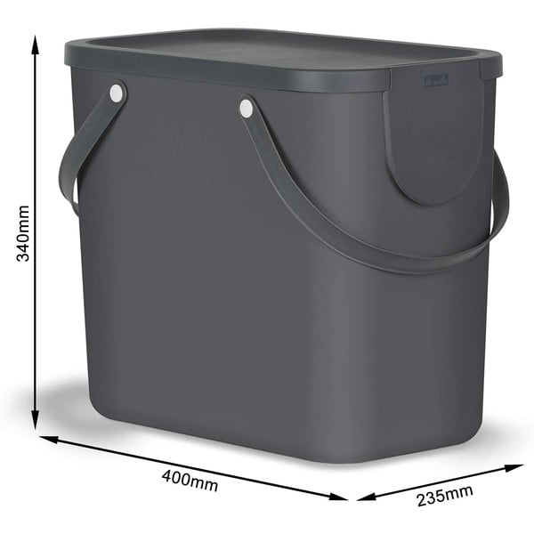 Coș de gunoi pentru deșeuri sortate din plastic reciclat 25 l Albula - Rotho-image-3