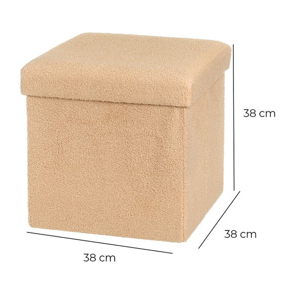 Taburet maro deschis cu tapițerie din țesătură bouclé Folding – Casa Selección-image-3