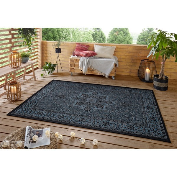 Covor de exterior negru-albastru 140x200 cm Anjara - NORTHRUGS-image-2