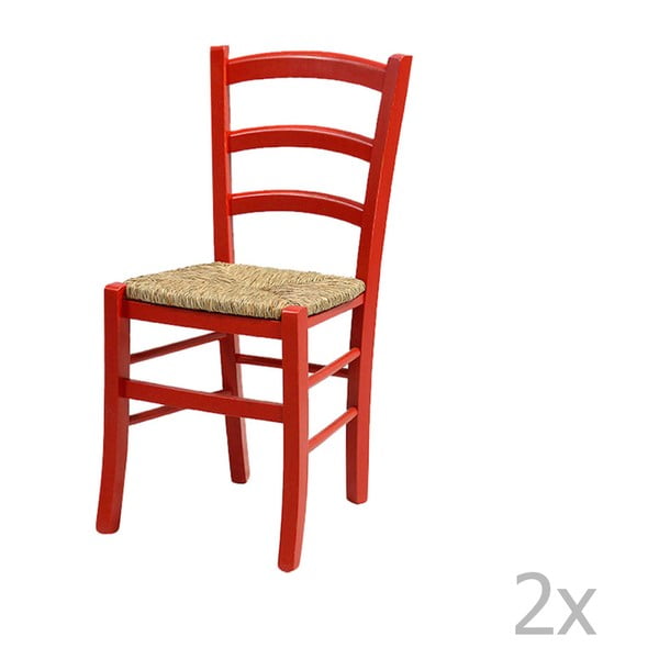 Set 2 scaune din lemn masiv Crido Consulting Straw, roșu
