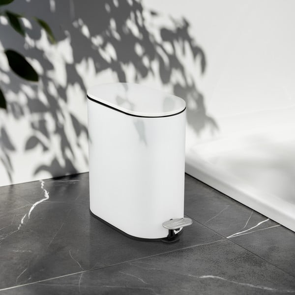 Coș de gunoi alb mat cu pedală din oțel 5 l Collungo – Wenko-image-1