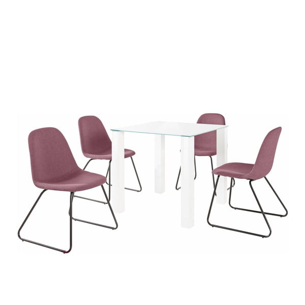 Set masă cu 4 scaune Støraa Dante Colombo, roz
