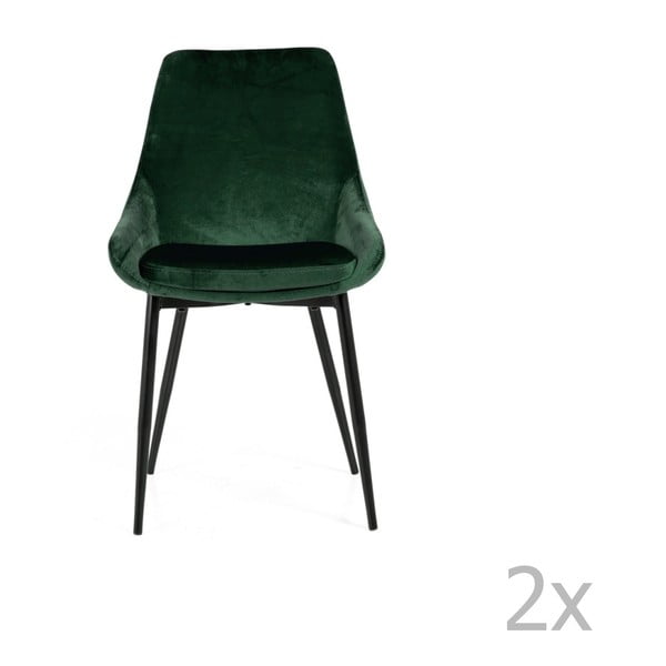Set 2 scaune dining cu tapițerie din catifea Tenzo Lex, verde
