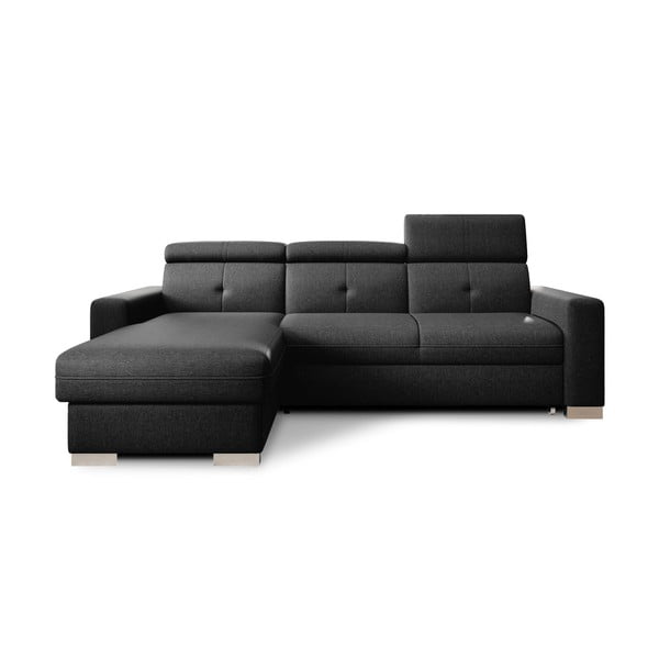 Colțar negru extensibil/cu spațiu de depozitare (cu colț pe partea stângă/cu șezlong) Fresia – ELTAP