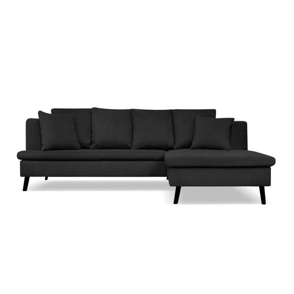 Canapea cu 4 locuri cu extensie pe partea dreaptă Cosmopolitan design Hamptons, negru