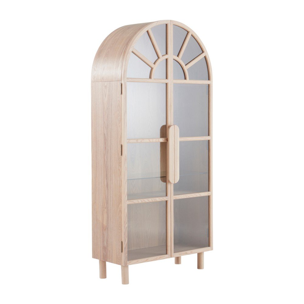 Vitrină în culoare naturală deschisă cu aspect de lemn de frasin 90x195x40 cm Sandor – Jotex