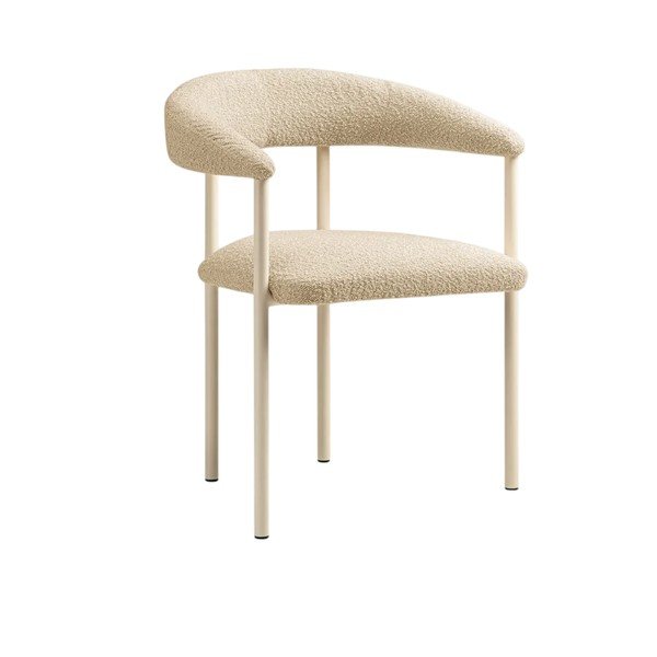 Scaun de living crem cu cotiere tapițat Lea – Micadoni 