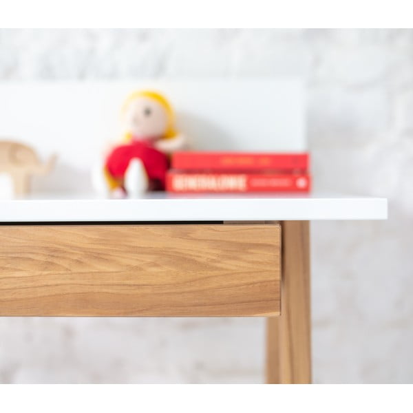 Birou cu bază din lemn de frasin Ragaba Luka, lungime 110 cm, alb-image-4