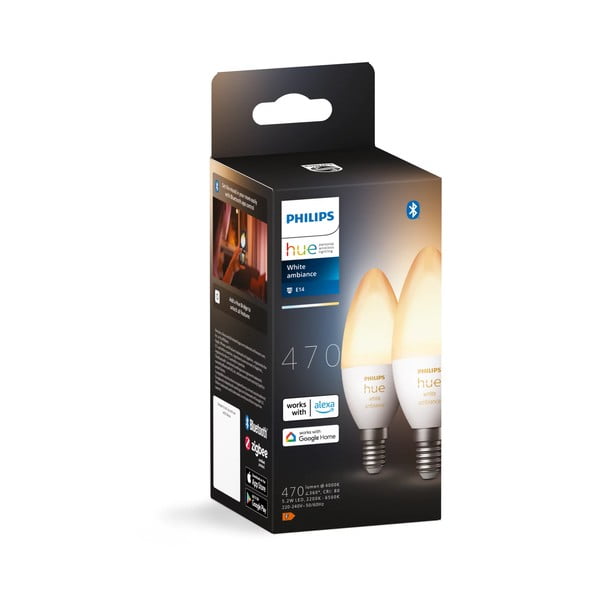 Becuri smart LED E14, 2 buc. 5 W White ambiance – Philips Hue