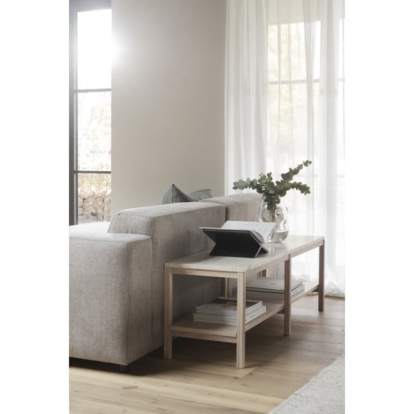 Masă consolă albă/în culoare naturală cu blat din piatră 140x40 cm Orwel - Rowico-image-1