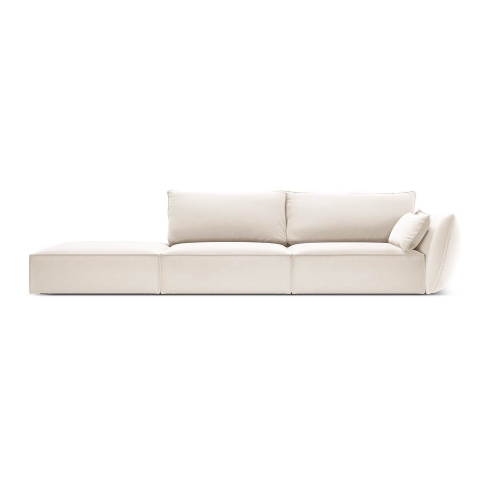 Canapea bej cu tapițerie din catifea, cu colț pe partea dreaptă 264 cm Vanda – Mazzini Sofas