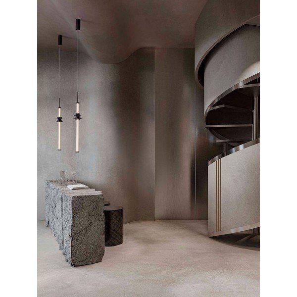 Lustră negru-mat LED cu intensitate reglabilă din ceramică cu abajur din sticlă acrilică ø 8 cm Stalactite – Nova Luce-image-1