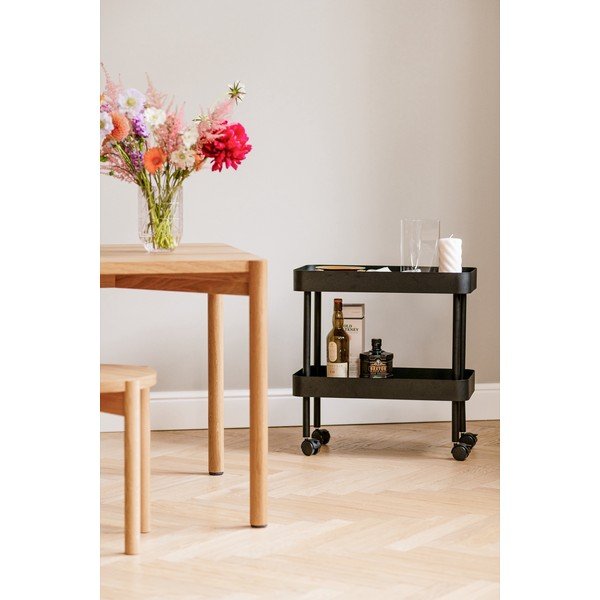 Etajeră pe roți neagră din metal 60x62x30 cm Nolle – noo.ma-image-1