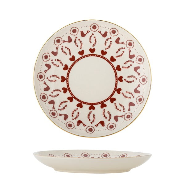 Farfurie crem pentru desert  din gresie ø 16 cm  cu model de Crăciun Jolly – Bloomingville-image-3