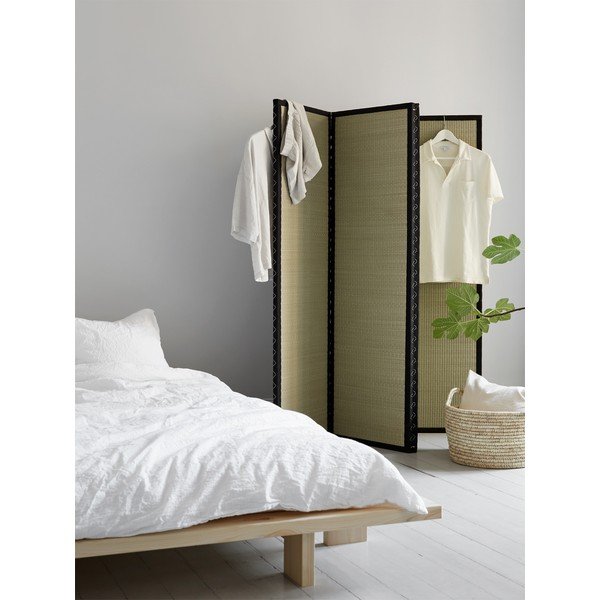 Pat dublu din lemn de pin cu saltea Karup Design Japan Comfort Mat White/Black, 140 x 200 cm-image-1