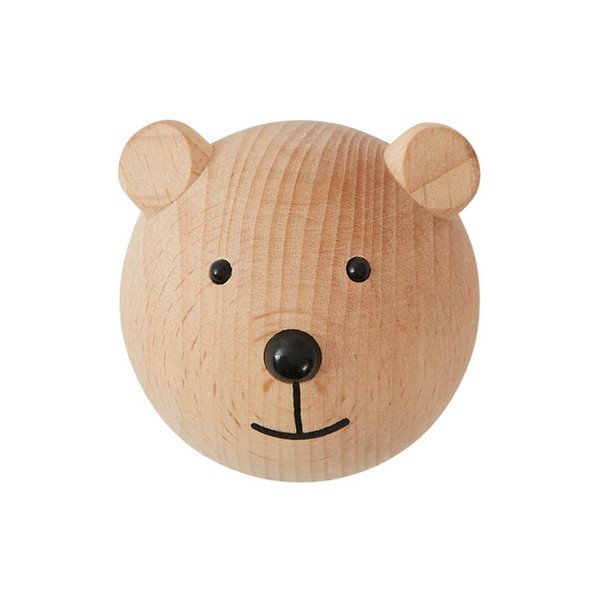 Cârlig în culoare naturală de montat pe perete din lemn de fag Bear – OYOY Mini