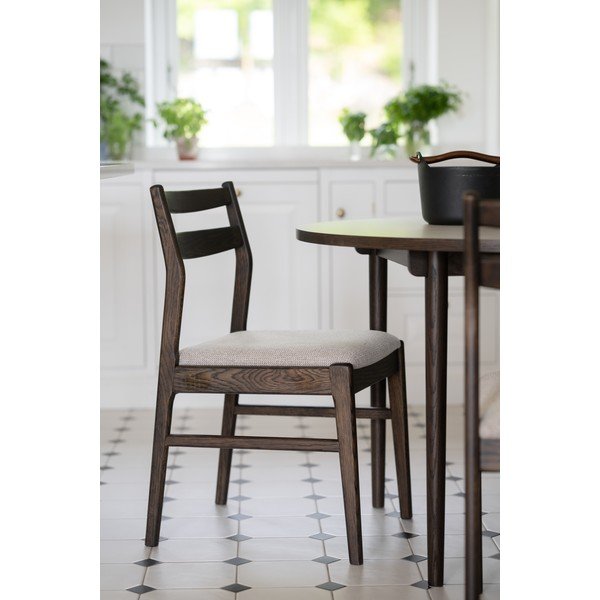 Scaun de dining crem/în culoare naturală închisă din lemn de stejar Kerwin – Rowico-image-3