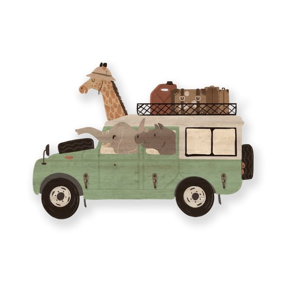 Cuier de perete verde pentru copii Safari Van - Little Nice Things