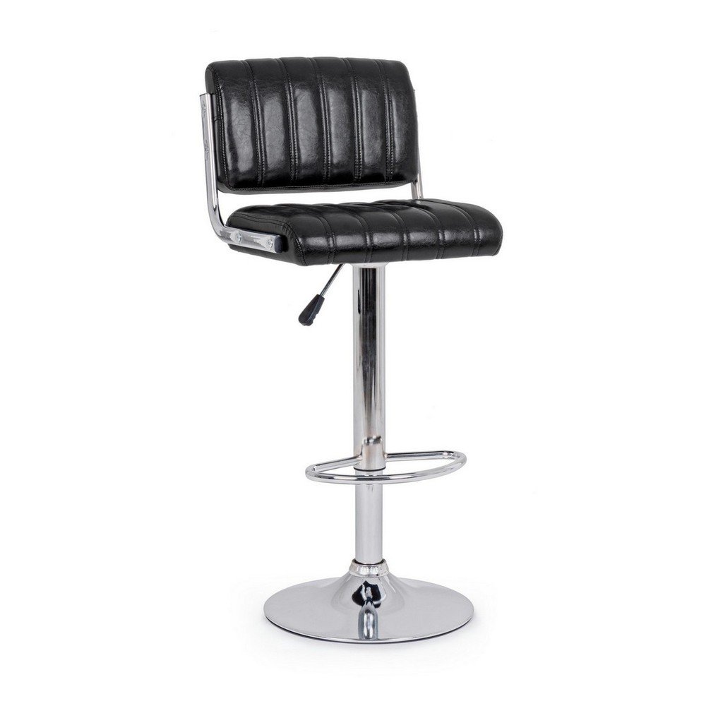 Scaun de bar negru cu inaltime ajustabila/rotativ din imitatie de piele Barclay – Bizzotto