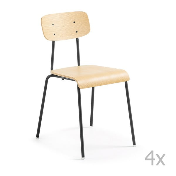 Set 4 scaune La Forma Klee, maro-negru