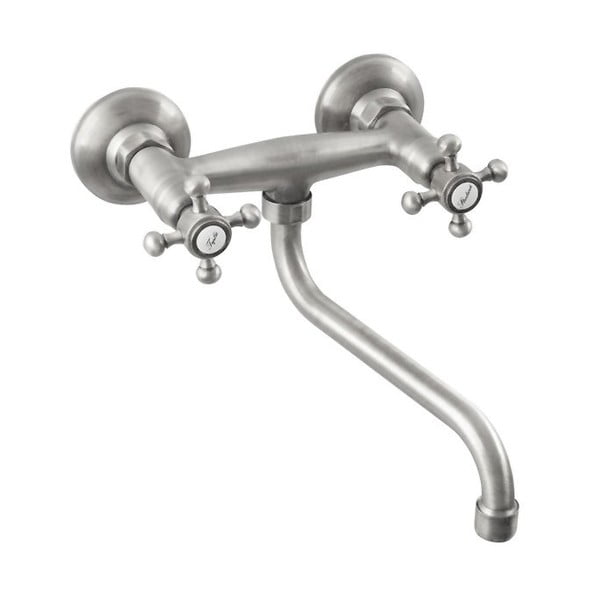 Baterie argintiu-mat  pentru chiuvetă cu montare pe perete (1 ieșire) Antea – Sapho