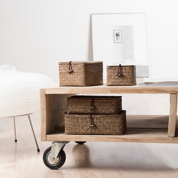 Set 2 coșuri depozitare din stuf Compactor Lidwhite, maro închis-image-1