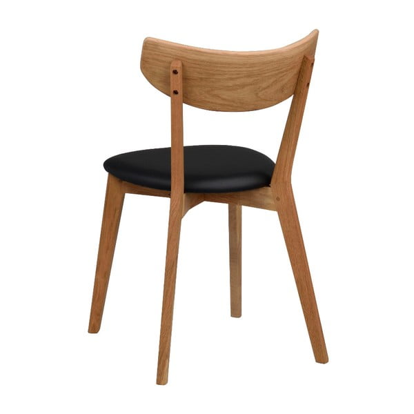 Scaun de dining din lemn de stejar cu șezut negru Rowico Ami, maro-image-4