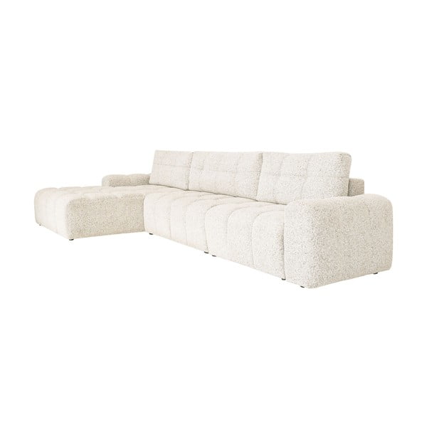 Colțar modular crem extensibil/cu spațiu de depozitare (cu colț pe partea stângă) Lulu – Miuform