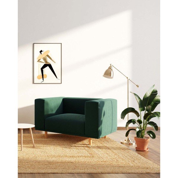 Fotoliu de relaxare verde închis cu tapițerie din catifea Kukumo – Ame Yens-image-3