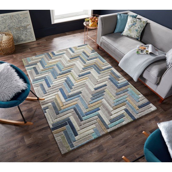 Covor din lână Flair Rugs Russo, 160 x 230 cm, gri-albastru-image-4