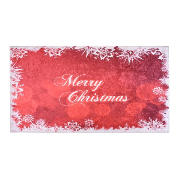 Covor Vitaus Merry Christmas, 50 x 80 cm, alb-roșu