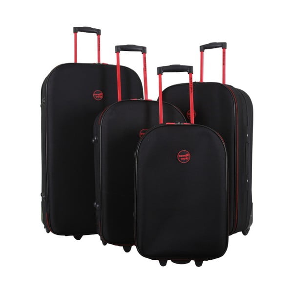 Set 4 valize cu roți Travel World, negru