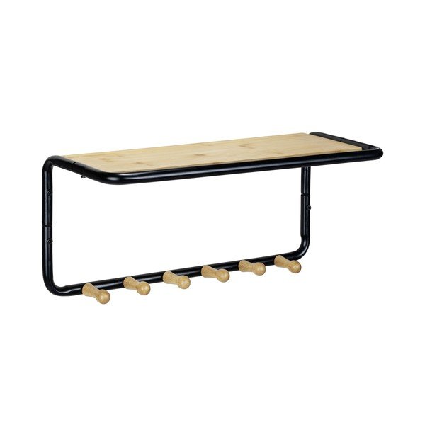 Cuier de perete negru/natural  cu raft din metal Loft – Wenko-image-1