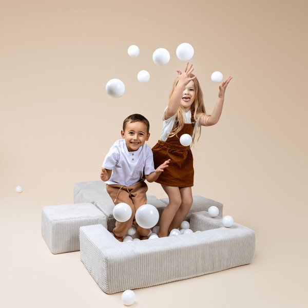 Teren de joacă din spumă roz 6 buc. din catifea reiată înălțime 40 cm 100x35 cm Montessori – Meowbaby-image-1