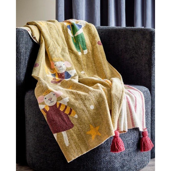Pătură din bumbac reciclat 130x160 cm  cu model de Crăciun Peo – Bloomingville-image-1