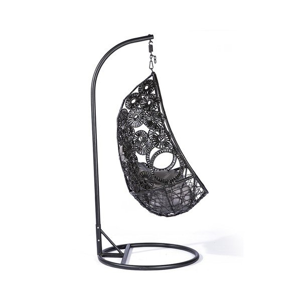 Scaun suspendat din ratan artificial Le Bonom Palma, negru-image-2