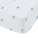 Cearceaf pentru copii alb-albastru din bumbac pentru pătuț cu elastic 70x140 cm Mini Star & Stripes – Bianca