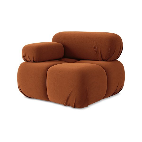 Modul pentru canapea modulară portocaliu cu tapițerie din catifea (cu colț pe partea stângă) Lokua – Makamii-image-1