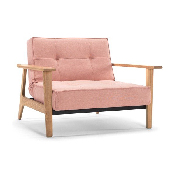 Fotoliu extensibil cu cotiere Innovation Splitback Frej, roz deschis