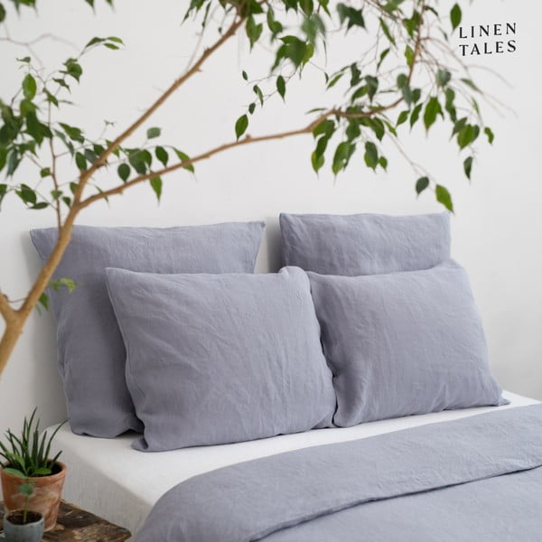 Lenjerie de pat gri deschis din fibre de cânepă pentru pat dublu 200x200 cm – Linen Tales-image-4