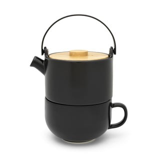 Ceainic din gresie ceramică cu cană Bredemeijer Umea, 500 ml, negru
