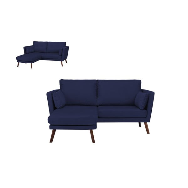 Canapea cu 3 locuri Mazzini Sofas Elena, cu șezlong pe partea stângă, albastru marin-image-3