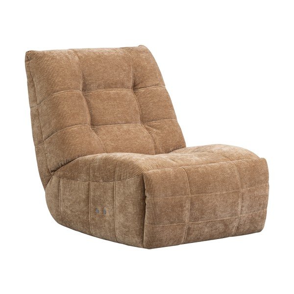 Fotoliu maro deschis reglabil de relaxare cu tapițerie din catifea reiată Hein – WOOOD