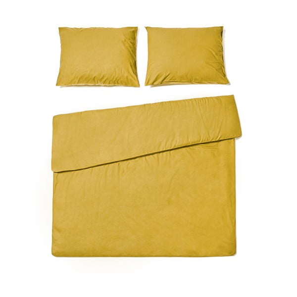 Lenjerie pentru pat dublu din bumbac Bonami Selection, 160 x 220 cm, galben muștar
