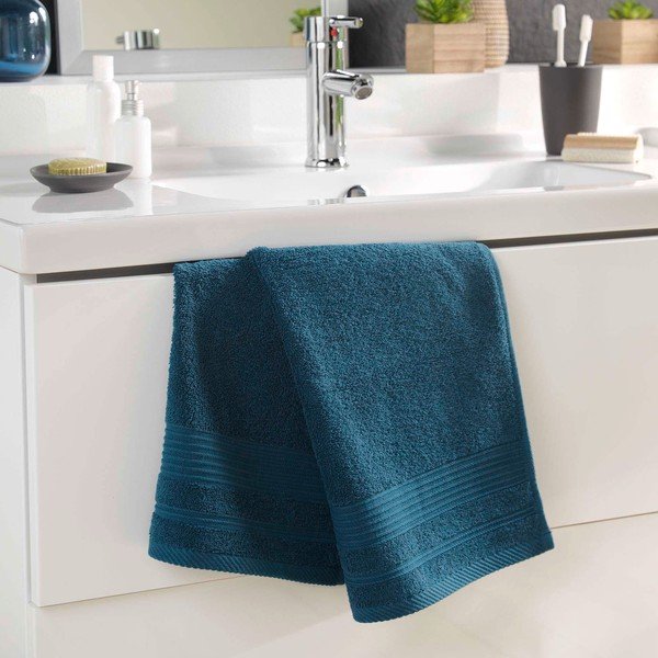 Prosop albastru închis din bumbac din frotir 50x90 cm Tendresse – douceur d'intérieur-image-1