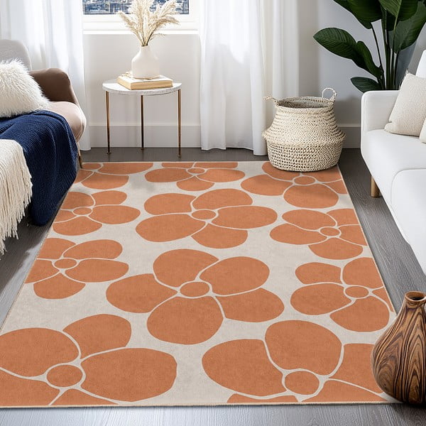 Covor tip traversă portocaliu lavabil 80x200 cm Orange Meadow – Mila Home-image-4